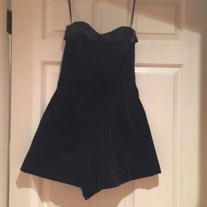 Betsey Johnson Black Velour and Sequined Romper